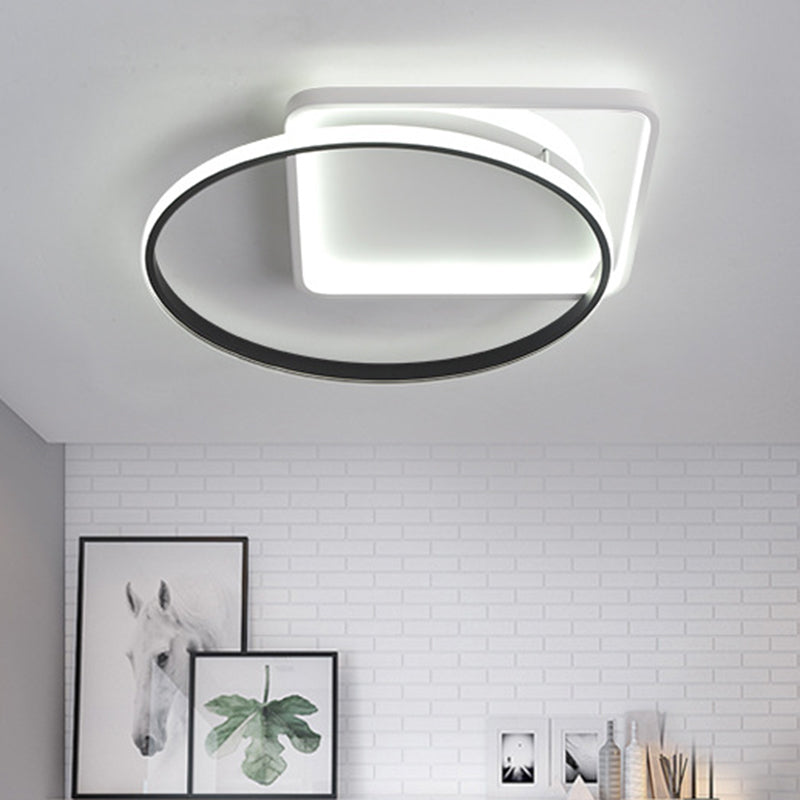 Ring Flushmount modernistische LED-Deckenleuchte aus Acryl in Weiß/Warmlicht, 16"/19,5" breit