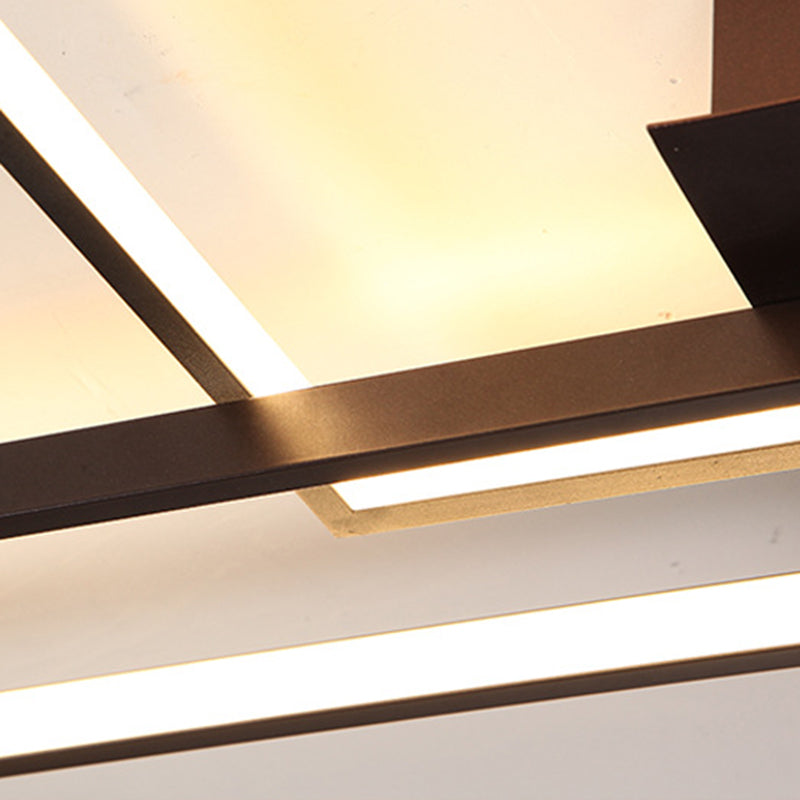 Rectangle Flush Mount Modern Acrylic 23.5"/31.5"/39" Wide LED Black Ceiling Mounted Fixture for Bedroom