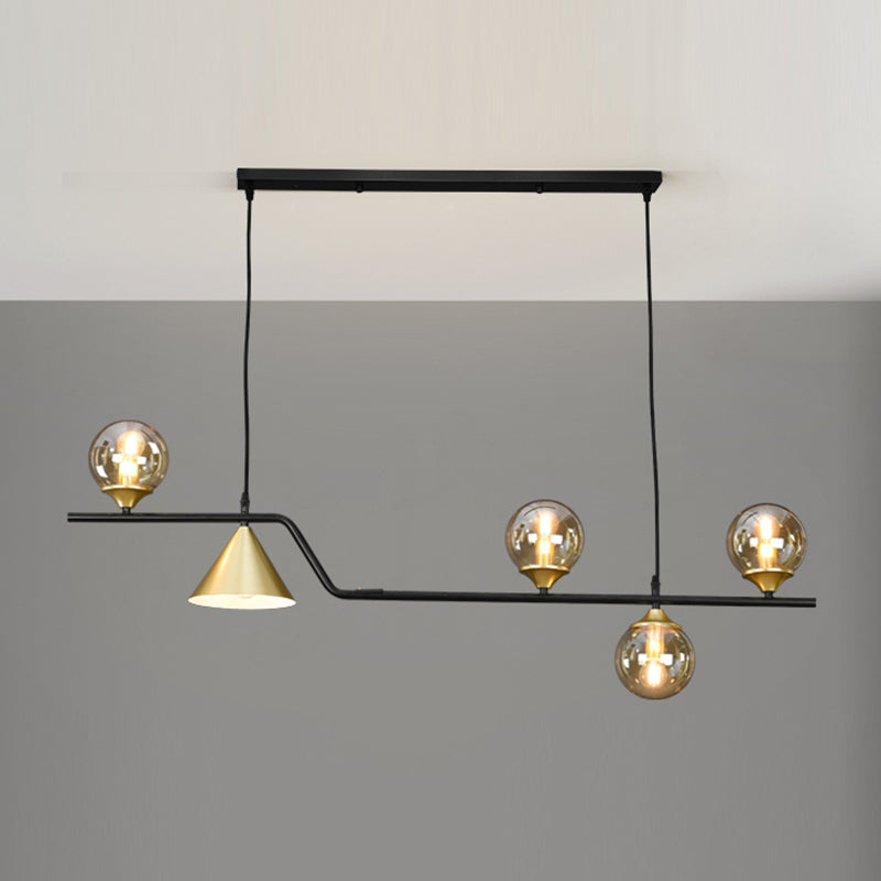 Dinning Room Island Ceiling Light Modern Style Island Lighting with Orb Glass Shade