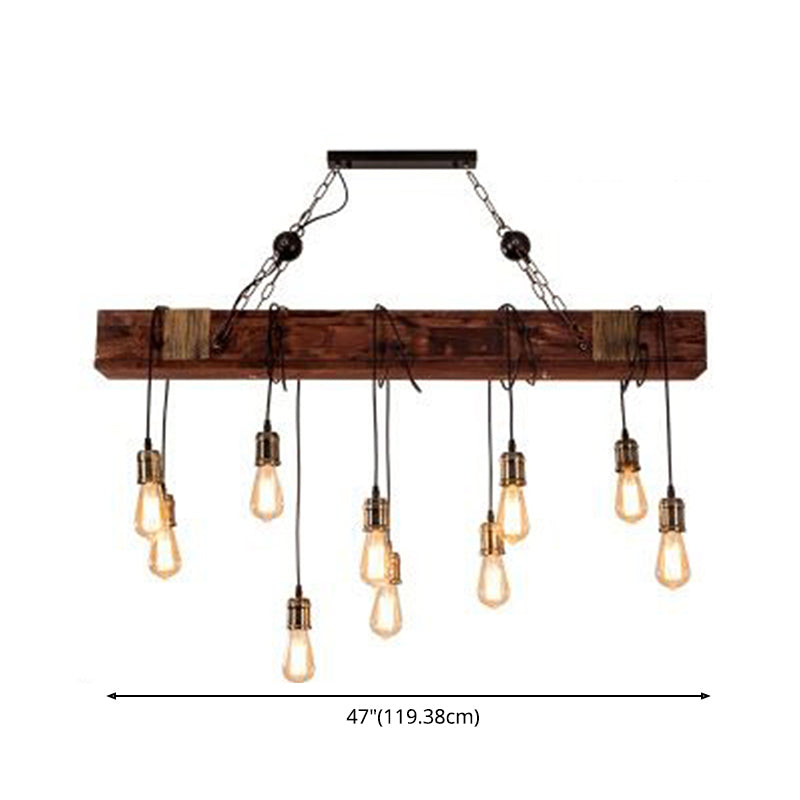 Black Island Funghiture in stile industriale Luce a sospensione lineare in legno per ristorante