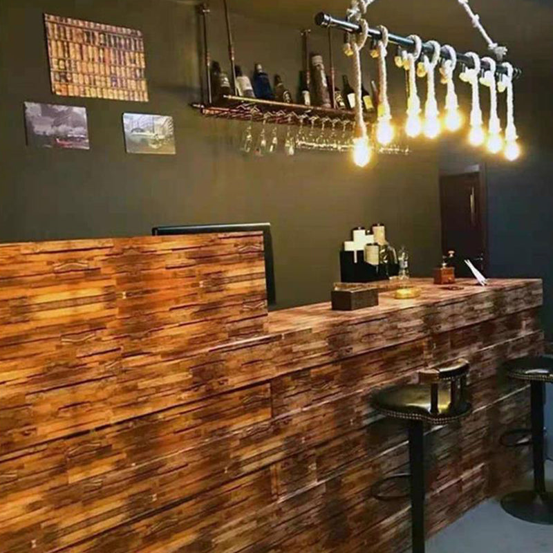 Linear Restaurant Island Pendant Light Retro Style Rope Beige Island Ceiling Light