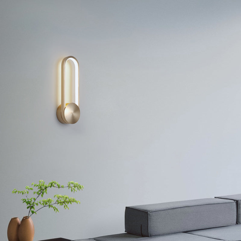 Accesorios de iluminación ovalos de pared ovalados modernos rotativos con luces de apliques de metal con sombra de gel de sílice