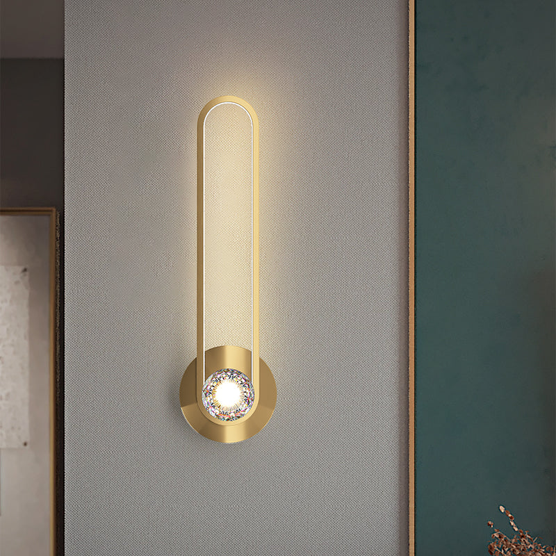 Modern Minimalist Style Linear Wall Mounted Lamp Copper 2 Lights Wall Lights with Crystal Shade