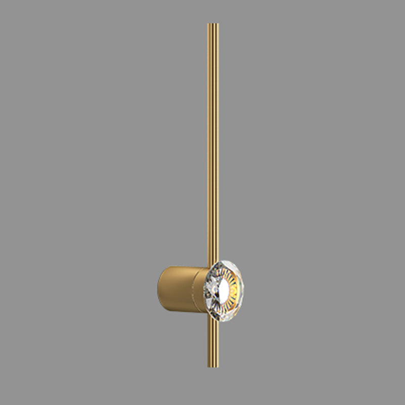 Modern Minimalist Style Linear Wall Mounted Lamp Copper 2 Lights Wall Lights with Crystal Shade
