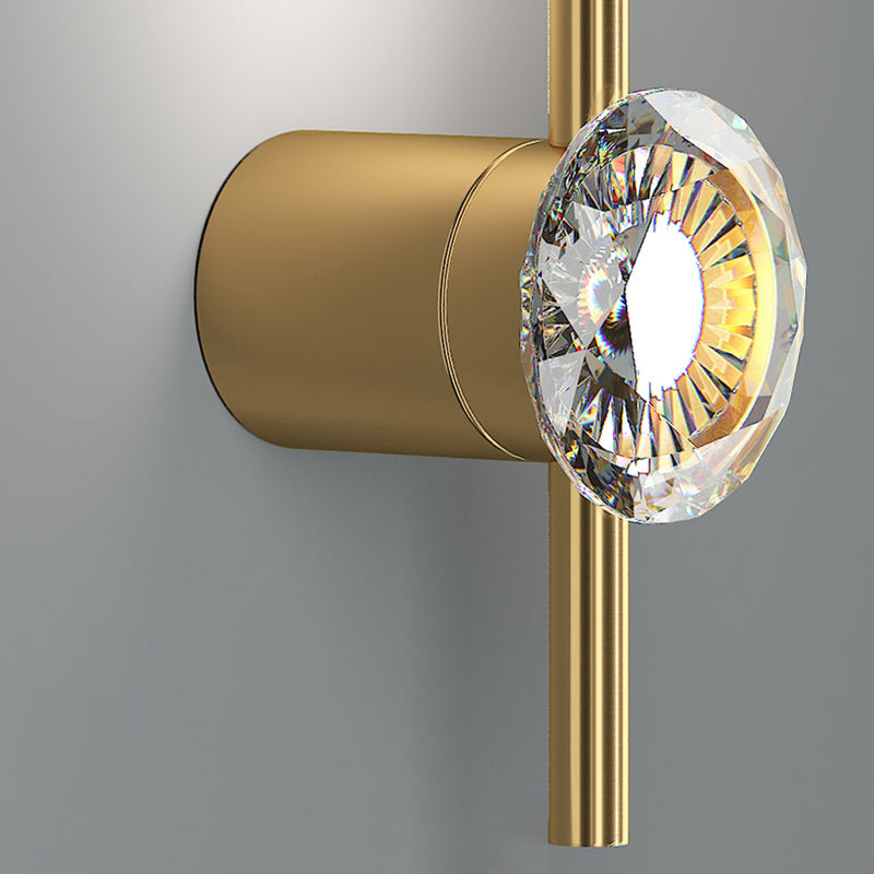 Modern Minimalist Style Linear Wall Mounted Lamp Copper 2 Lights Wall Lights with Crystal Shade