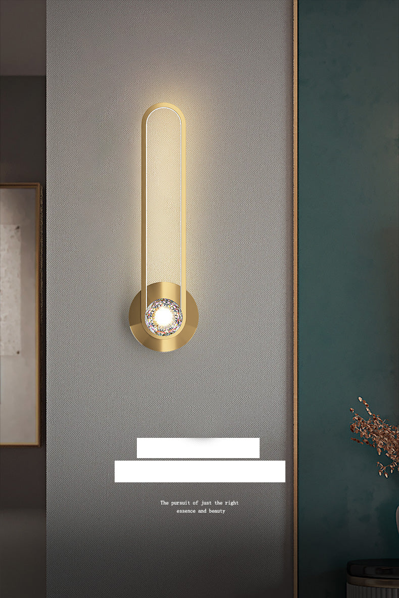 Modern Minimalist Style Linear Wall Mounted Lamp Copper 2 Lights Wall Lights with Crystal Shade