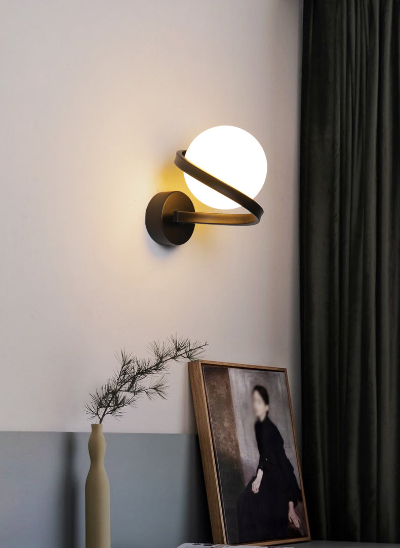 Moderne minimalistische globale muur gemonteerd verlichting metaal 1 lichte wandlampen met glazen schaduw