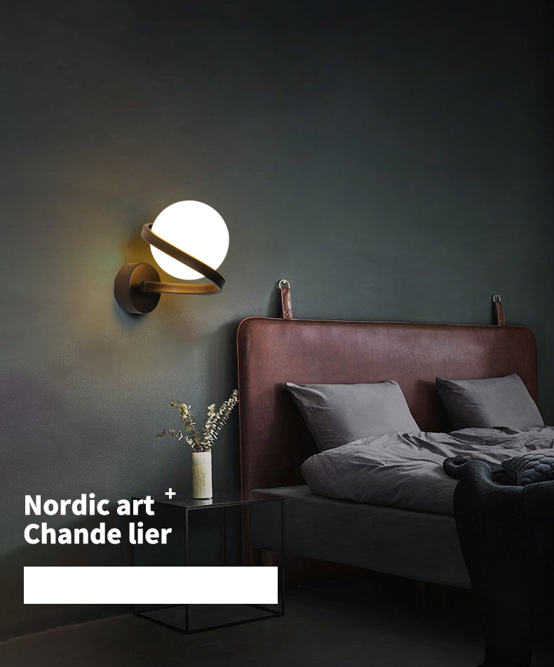 Moderne minimalistische globale muur gemonteerd verlichting metaal 1 lichte wandlampen met glazen schaduw