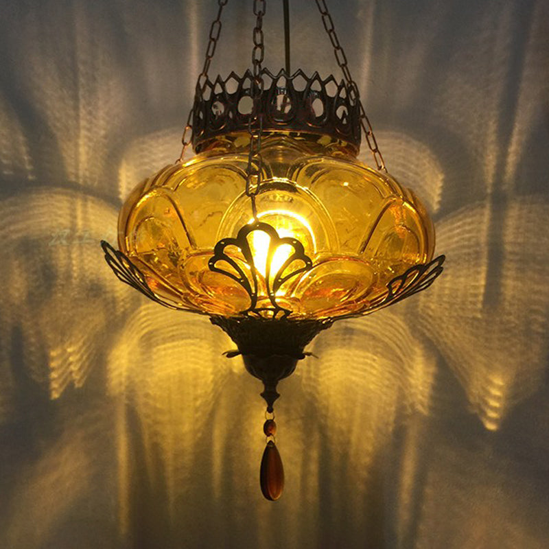 1 lichte textuur glas hangende hanglamp vintage rood/geel/blauw ovaal gevormde eetkamer druppellamp
