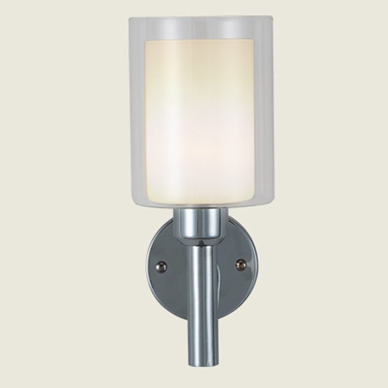 Double Cylindrical Glass Shade Sconce Lights Single Bulb Simplicity Modern Style Wall Light for Staircase Aisle