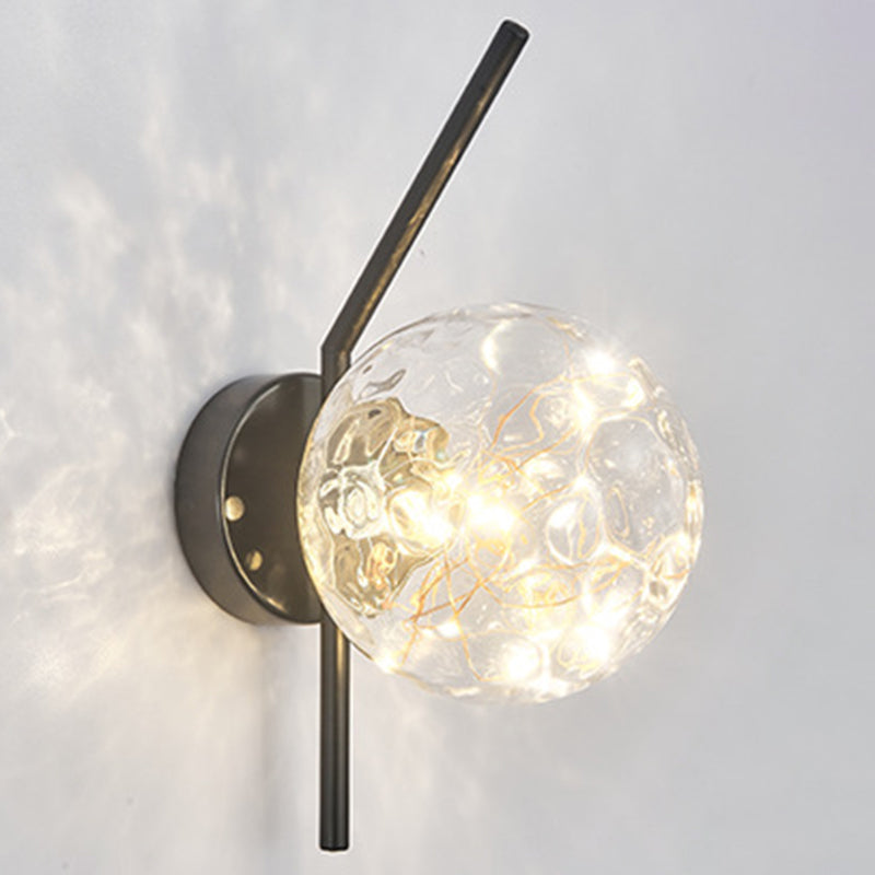 Transparent Globe Glass Bedside Lamp Nordic Style LED Lights String Stairs Sconce Light with Metal Fixed Arm