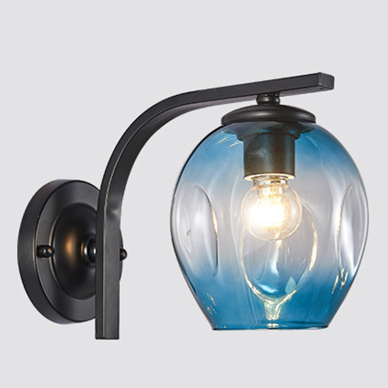 Gradient Color Concave Glass Wall Lamp 1-Light Contemporary Simplicity Style Wall Mounted Light for Hallway