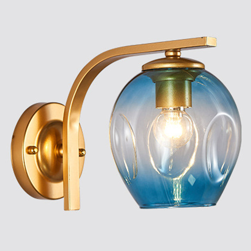 Gradient Color Concave Glass Wall Lamp 1-Light Contemporary Simplicity Style Wall Mounted Light for Hallway