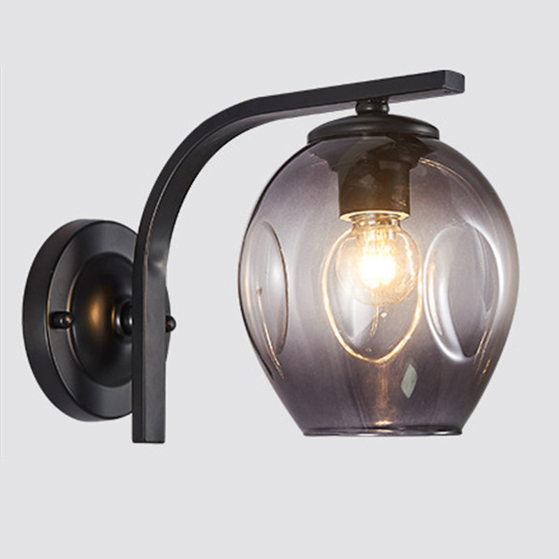 Gradient Color Concave Glass Wall Lamp 1-Light Contemporary Simplicity Style Wall Mounted Light for Hallway