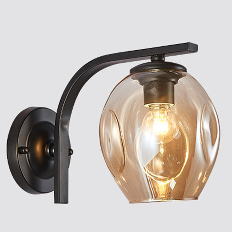 Gradient Color Concave Glass Wall Lamp 1-Light Contemporary Simplicity Style Wall Mounted Light for Hallway