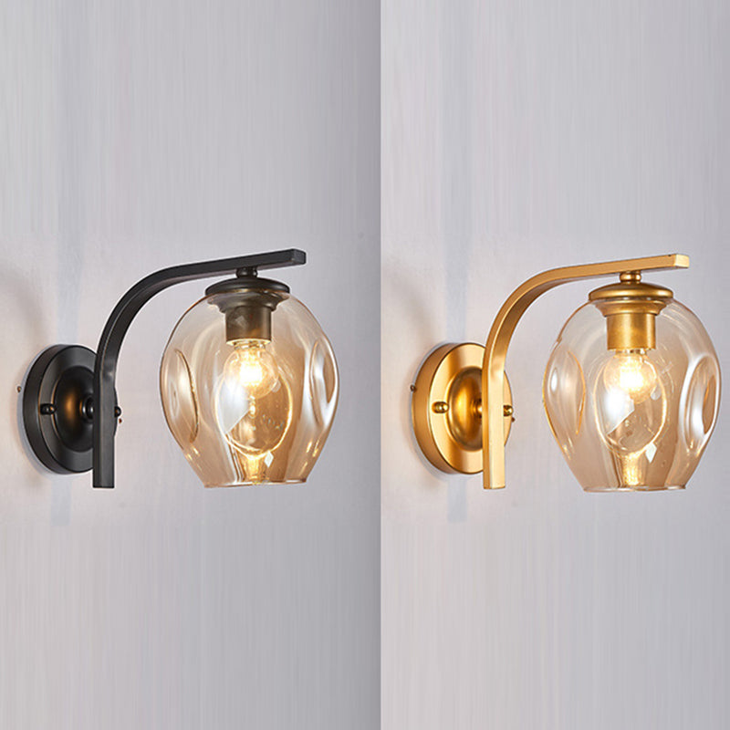 Gradient Color Concave Glass Wall Lamp 1-Light Contemporary Simplicity Style Wall Mounted Light for Hallway