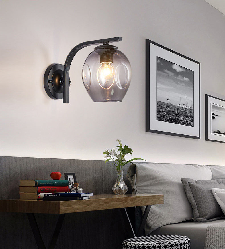 Gradient Color Concave Glass Wall Lamp 1-Light Contemporary Simplicity Style Wall Mounted Light for Hallway