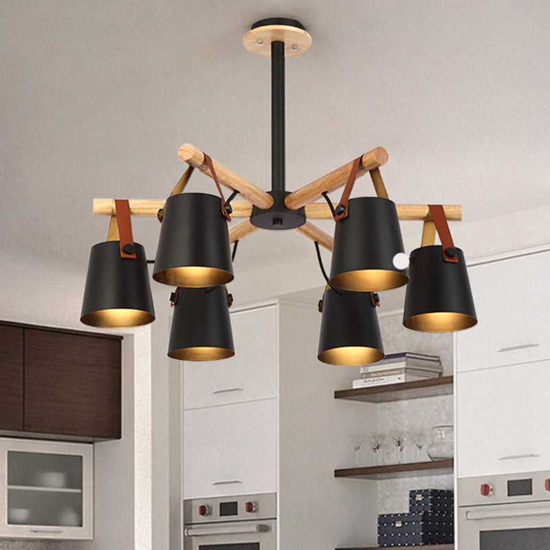 Luce a ciondolo sputnik in legno in stile moderno in ferro battuto in ferro battuto lampadario per soggiorno