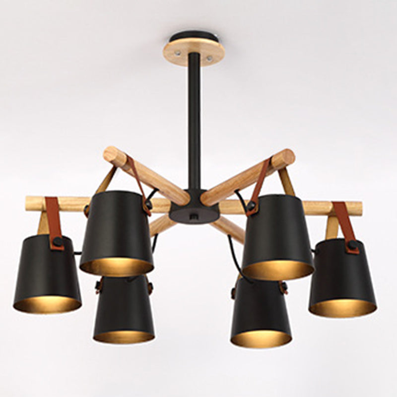 Luce a ciondolo sputnik in legno in stile moderno in ferro battuto in ferro battuto lampadario per soggiorno