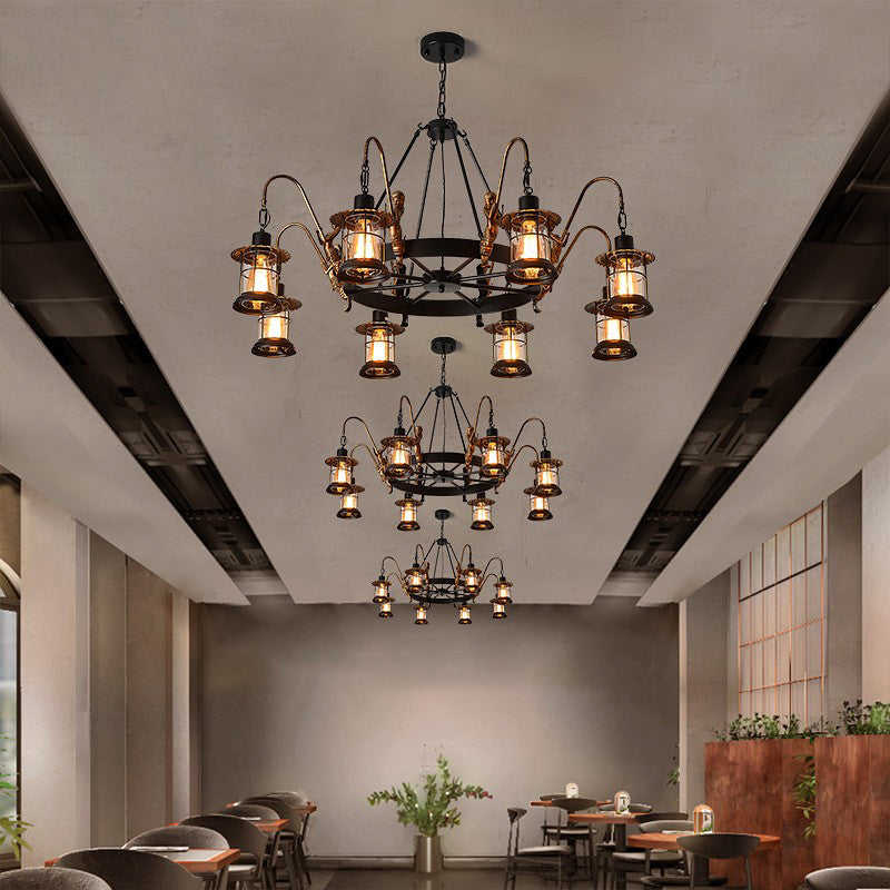 Metal Pendant Lighting Fixture Vintage Black Shaded Restaurant Chandelier Pendant Light