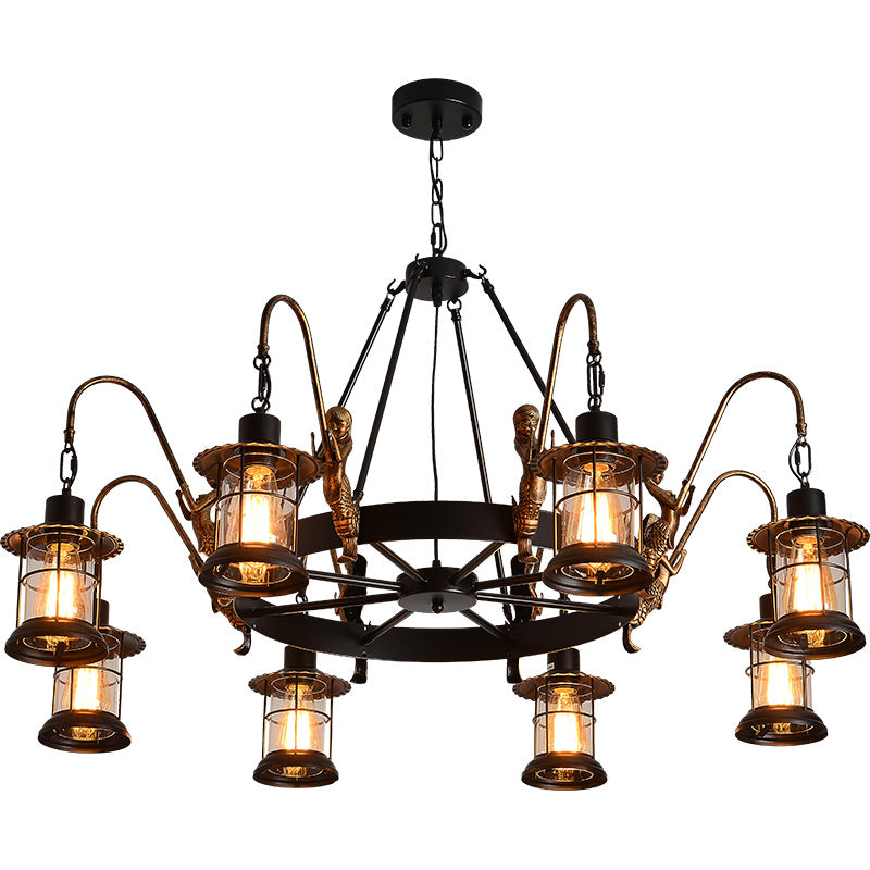 Metal Pendant Lighting Fixture Vintage Black Shaded Restaurant Chandelier Pendant Light