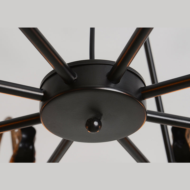 Metal Pendant Lighting Fixture Vintage Black Shaded Restaurant Chandelier Pendant Light