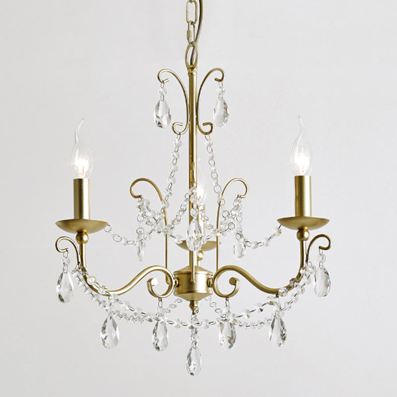Candelabra Glass Pendant Chandelier Traditional Living Room Chandelier Lighting in Gold