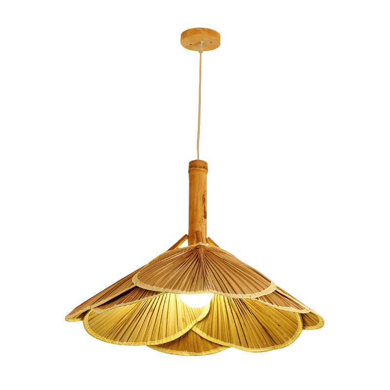 Lámpara colgante en forma de ventilador Asia Bamboo 1 Cosculante de comedor de comedor ligero en madera