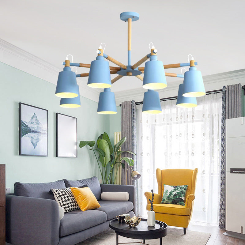 Wrought Iron Sputnik Pendant Light in Modern Simplicity Macaron Ceiling Light for Living Room