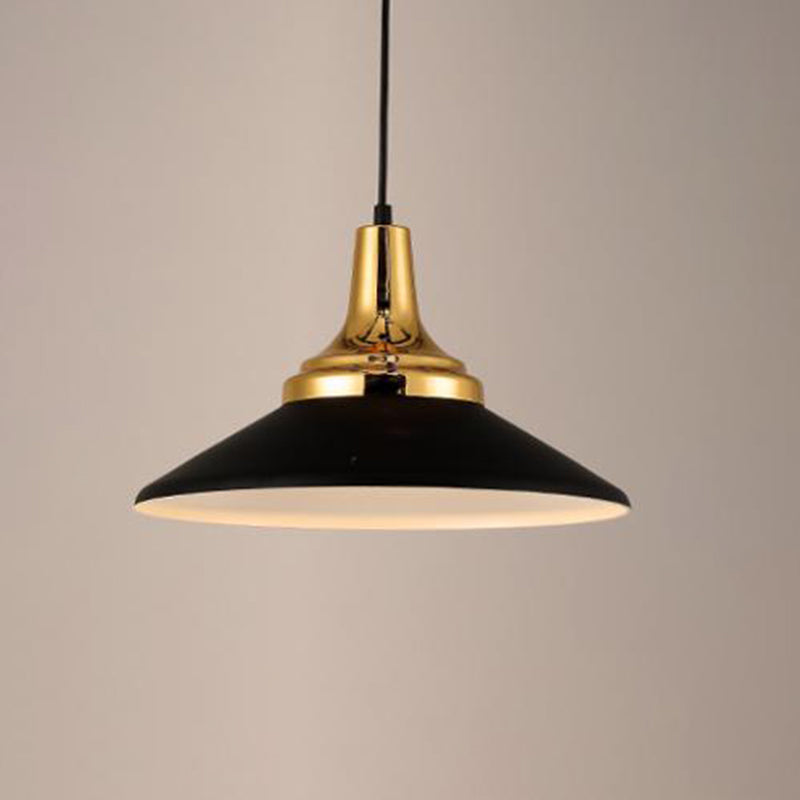 Black and Gold Shaded Pendant Lamp Nordic 1-Light Metal Ceiling Light for Dining Room