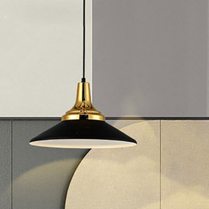Black and Gold Shaded Pendant Lamp Nordic 1-Light Metal Ceiling Light for Dining Room