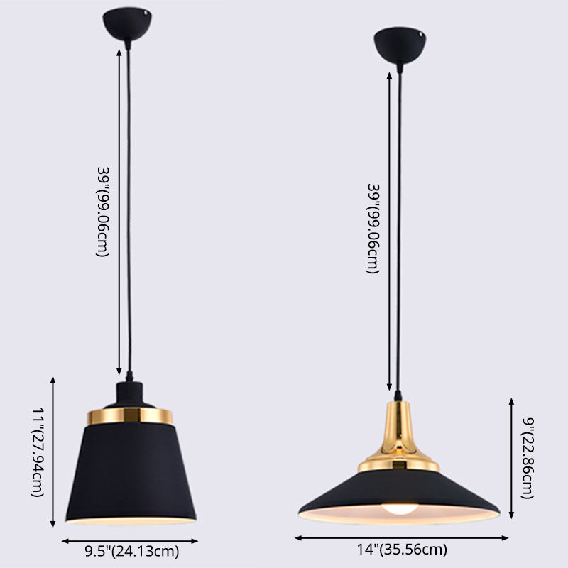 Black and Gold Shaded Pendant Lamp Nordic 1-Light Metal Ceiling Light for Dining Room
