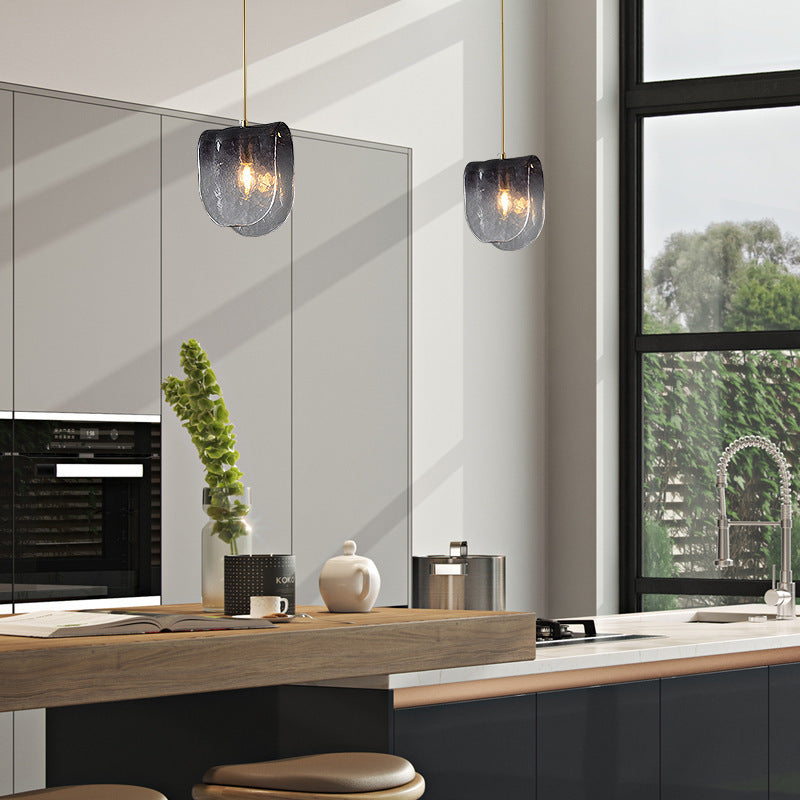 Gradiënt rookglasschaalvormige hanger postmodern 1-licht messing schorsingslicht voor restaurant voor restaurant