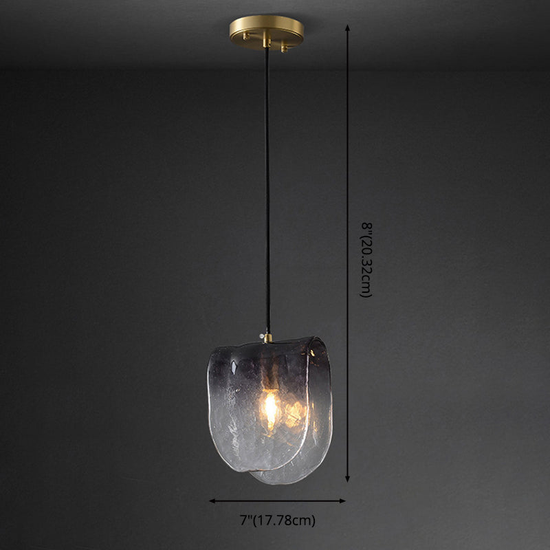 Gradiënt rookglasschaalvormige hanger postmodern 1-licht messing schorsingslicht voor restaurant voor restaurant