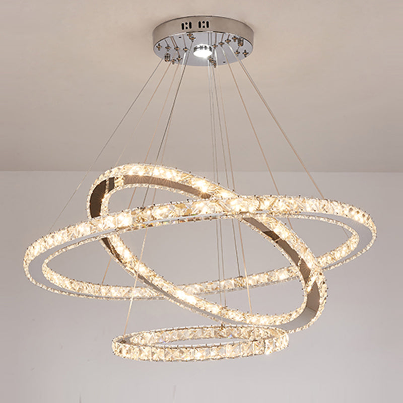 Contemporary Tiered LED Hanging Ceiling Lights Gold Crystal Pendant Chandelier for Living Room