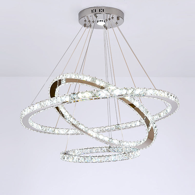 Contemporary Tiered LED Hanging Ceiling Lights Gold Crystal Pendant Chandelier for Living Room