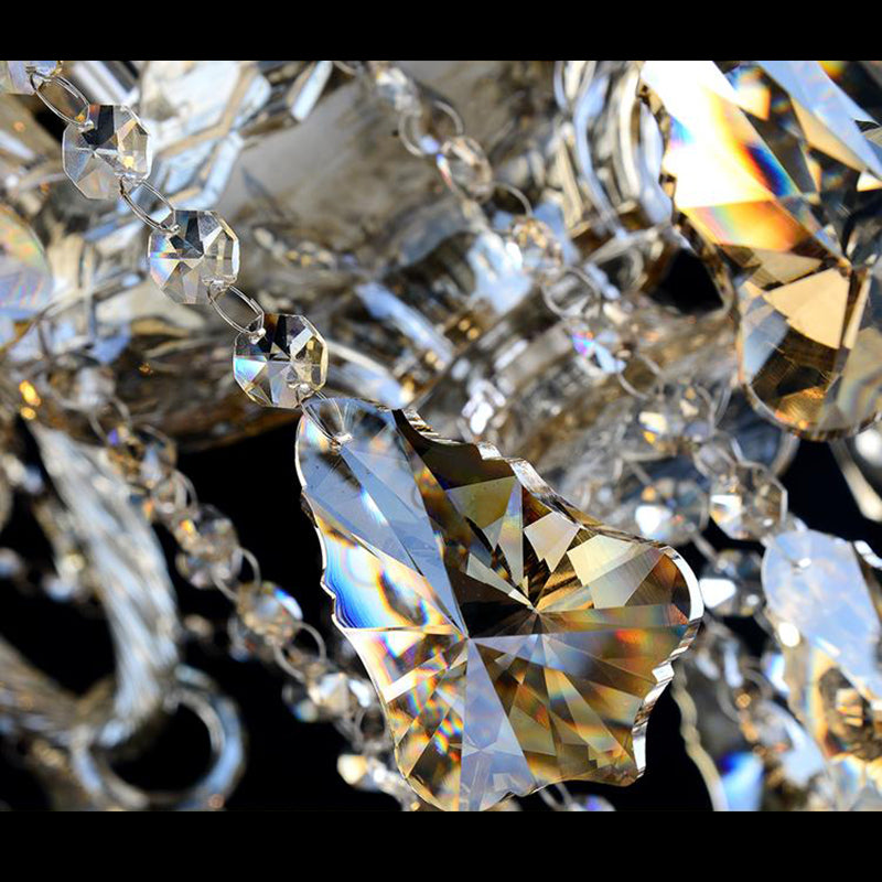 Gold Beveled K9 Crystal Suspension Lamp Candelabra Traditional Style Ceiling Lamp for Bedroom