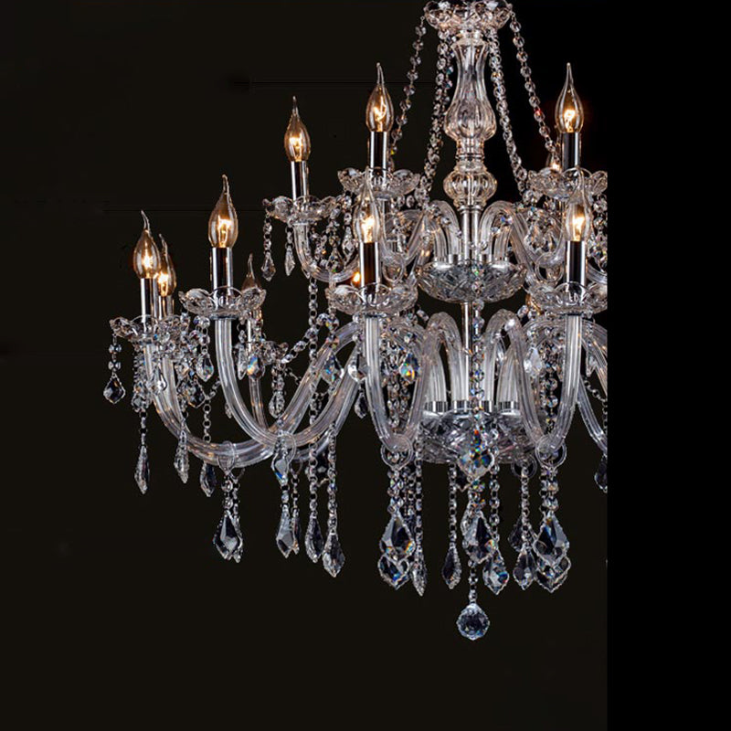 Clear Beveled K9 Crystal Chandelier Light European Style Candlestick Suspended Lighting Fixture