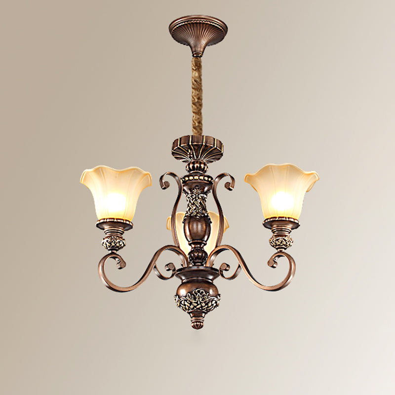 Bell Frosted Glass Chandelier Pendant Light Vintage Living Room Suspended Lighting Fixture