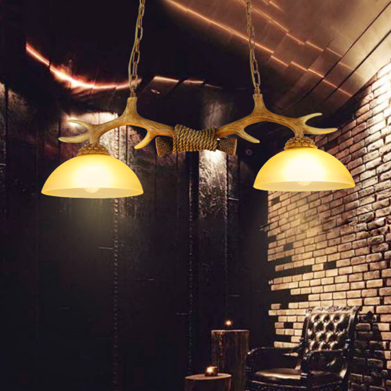 Wood 2 Lights Chandelier Light Fixtures Deer Antler Cottage Chandelier Lighting for Bar