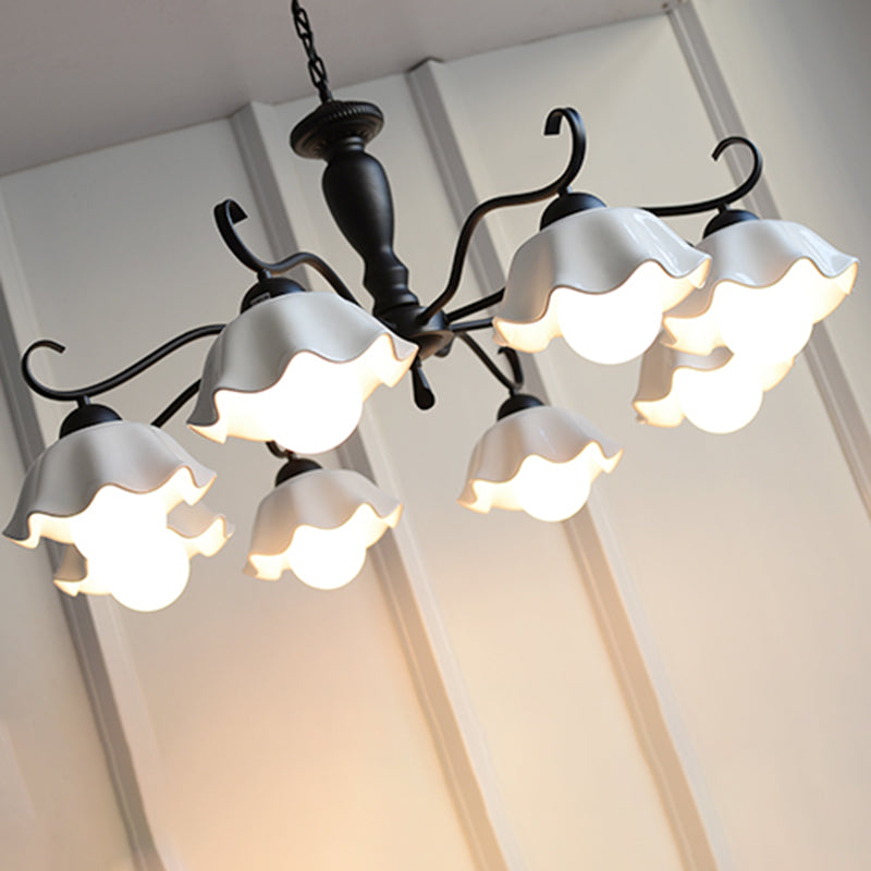 Modern Macaron Style 8-ligths Chandelier Lamp Flower Shade Simplicity Pendant Light for Bedroom