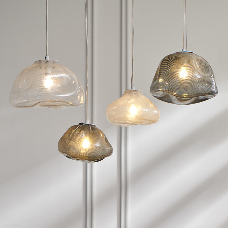Lámpara de vidrio colgante con forma de colgante en forma de nube de estilo de diseñador lámpara de trabajo de restaurantes de 1 luces