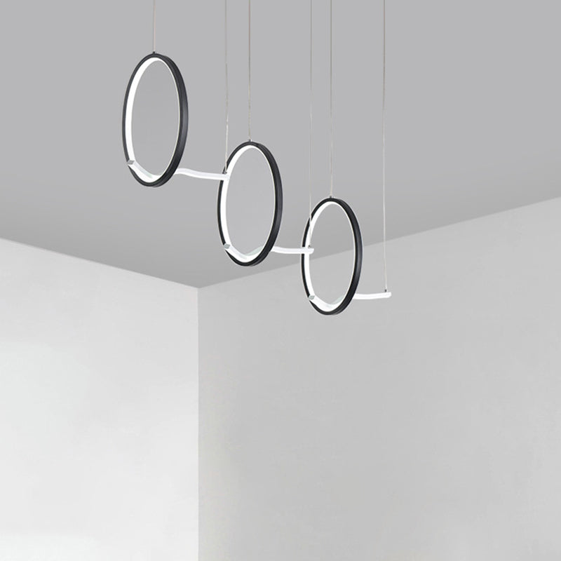 LED Cluster Ring Pendant Lighting Minimalist Metal 3-Head Dining Room Hanging Light Fixture