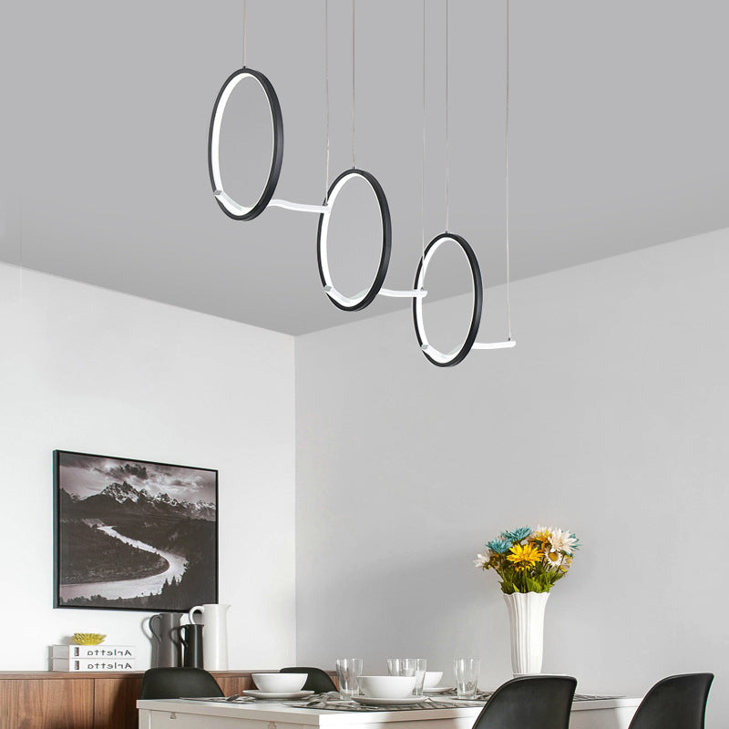 LED-Cluster-Ring-Anhänger Beleuchtung minimalistischer Metall 3-Kopf-Esszimmer Hängende Leuchte