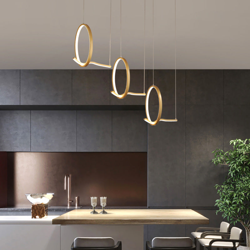 LED-Cluster-Ring-Anhänger Beleuchtung minimalistischer Metall 3-Kopf-Esszimmer Hängende Leuchte