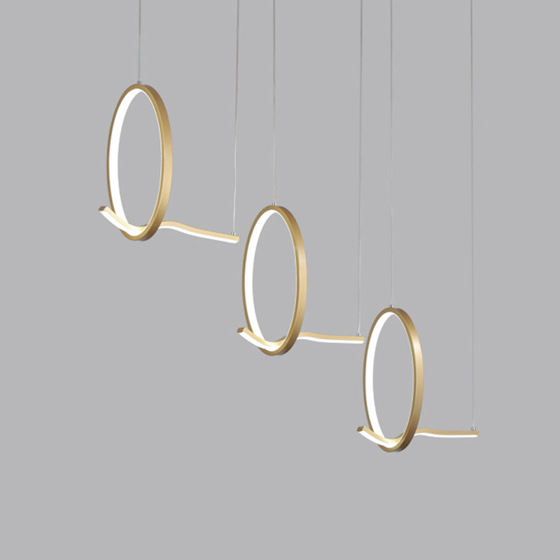LED-Cluster-Ring-Anhänger Beleuchtung minimalistischer Metall 3-Kopf-Esszimmer Hängende Leuchte