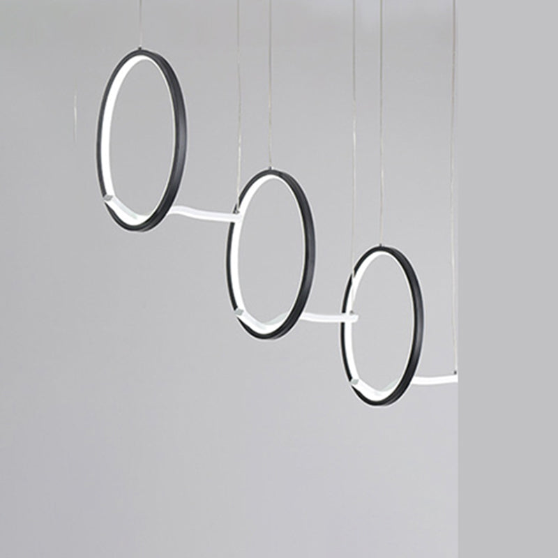 LED-Cluster-Ring-Anhänger Beleuchtung minimalistischer Metall 3-Kopf-Esszimmer Hängende Leuchte