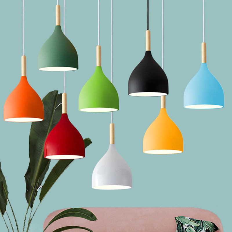 Macaron Water Drop Shaped Pendant Metallic 1-Light Dinner Suspended Lighting Fixture