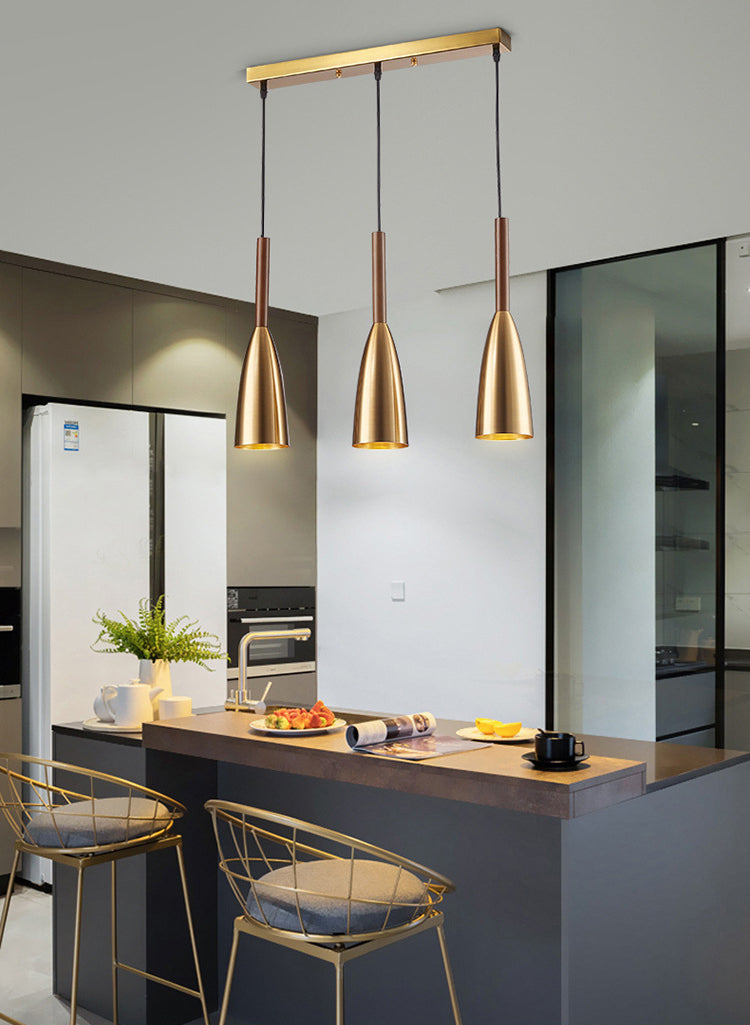 Gold Plated 3-Light Pendant Light Post-modern Metal Hanging Light Fixture for Dining Room