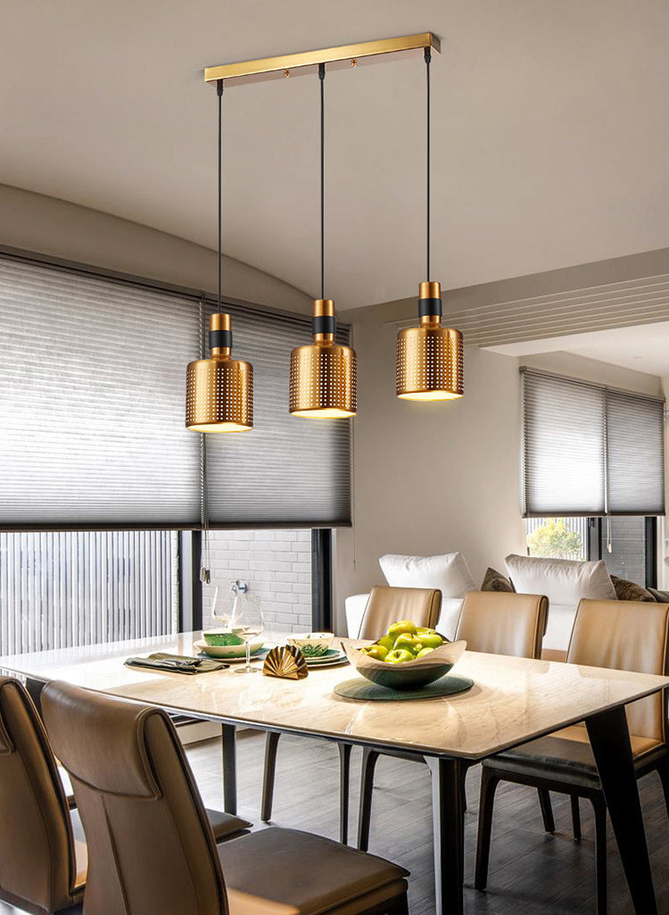 Gold Plated 3-Light Pendant Light Post-modern Metal Hanging Light Fixture for Dining Room